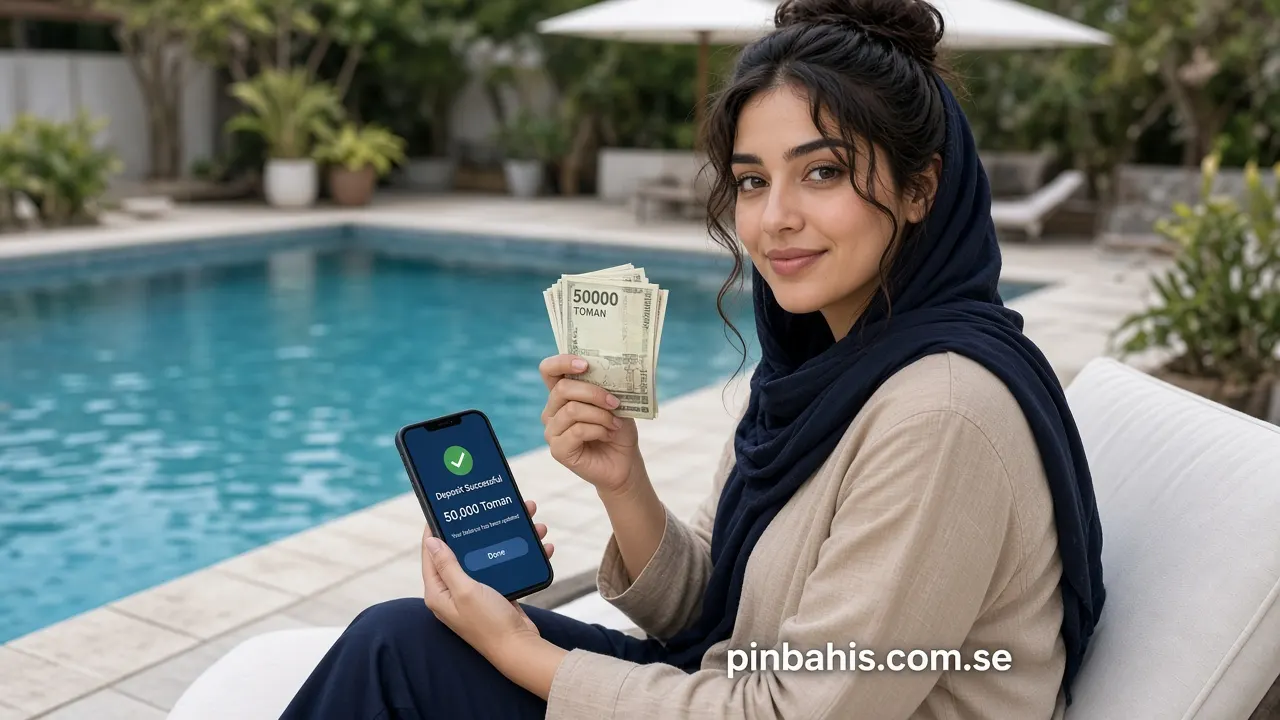زن کنار استخر در حال واریز کم به پین باهیس